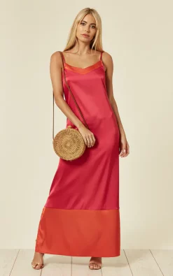 Cheap 🎁 SlayTwins Sidney Satin Slip Maxi 👗 Dress In Hot Pink/Orange 😍 -Alie Street Shop unnamed file 1768