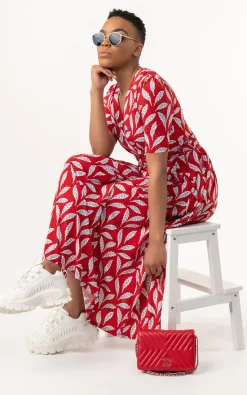 Best Sale 🌟 Jolie Moi Coleen Wrap Maxi 👗 Dress, Red Leafy 🔔 -Alie Street Shop unnamed file 1781