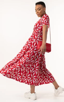 Best Sale 🌟 Jolie Moi Coleen Wrap Maxi 👗 Dress, Red Leafy 🔔 -Alie Street Shop unnamed file 1782