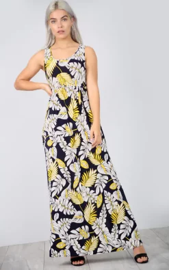 Flash Sale ❤️ Oops Fashion Sleeveless Maxi 👗 Dress In Navy Floral Print ✔️