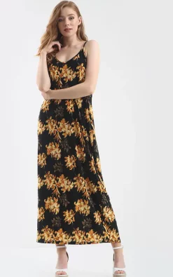 Flash Sale 🔥 Oops Fashion Oversized Strappy Maxi 👗 Dress In Yellow Floral Print 🤩