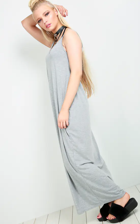 Best Pirce 𧨠Oops Fashion Grey Strappy Basic Jersey Slinky Maxi π Dress π 5 Best Pirce 𧨠Oops Fashion Grey Strappy Basic Jersey Slinky Maxi π Dress π - Image 3