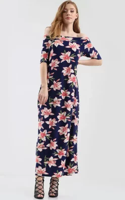 Cheap π₯° Oops Fashion Off Shoulder Maxi π Dress In Pink Floral Print π