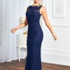 Best Pirce ⌛ Sistaglam Eliora Navy All Over Sequin Lace Maxi 👗 Dress 🔥