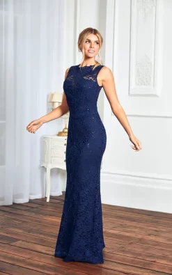 Best Pirce ⌛ Sistaglam Eliora Navy All Over Sequin Lace Maxi 👗 Dress 🔥