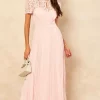Brand new ❤️ Double Second Light Pink Lace Keyhole Pleated Maxi 👗 Dress ⌛