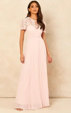 Brand new ❤️ Double Second Light Pink Lace Keyhole Pleated Maxi 👗 Dress ⌛ -Alie Street Shop unnamed file 1867