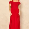 Best Sale 😀 Double Second Red Lace Off Shoulder Chiffon Maxi 👗 Dress ⌛ -Alie Street Shop unnamed file 1892