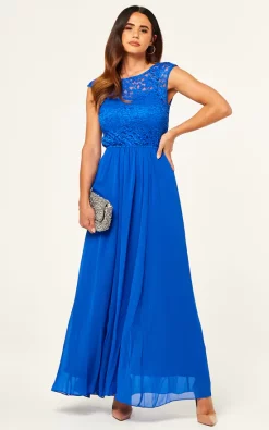 Budget ⌛ JOLIE MOI Bennie Bridesmaid Lace Bodice Maxi 👗 Dress, Lilac (Royal Blue) ✔️
