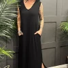 Best Sale 🔥 La De Da Boutique V Neck Sleeveless Maxi 👗 Dress In Black 🌟 -Alie Street Shop unnamed file 195