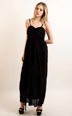 Outlet ✨ CY Boutique Strappy Sweetheart Lace Maxi 👗 Dress In Black ✔️