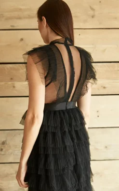 Coupon 😉 Mimi Clothing Black Tulle Ruffle High Tie Neck Maxi 👗 Dress 🎁 -Alie Street Shop unnamed file 1963