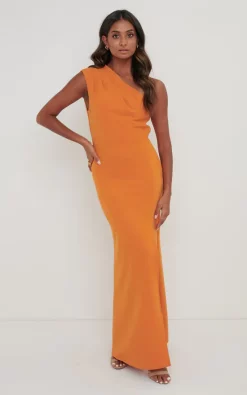 Outlet 💯 Pretty Lavish Riley One Shoulder Maxi 👗 Dress Orange ✨