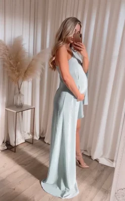 Best deal 😍 Rag & Doll Maternity Liberty Mint Glitter One Shoulder Split Sleeve Mini Asymmetric Floorlength Drape 👗 Dress 🌟 -Alie Street Shop unnamed file 1989