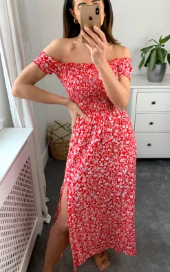 New ⭐ APRICOT Red Floral Print Shirred Maxi 👗 Dress 🔥 -Alie Street Shop unnamed file 20