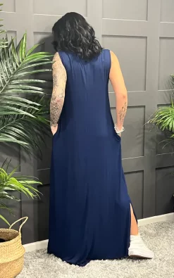 Coupon ⭐ La De Da Boutique V Neck Sleeveless Maxi 👗 Dress In Navy 😀 -Alie Street Shop unnamed file 202
