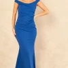 Promo 😍 Goddiva Off The Shoulder Scuba Maxi 👗 Dress In Royalblue 🔔