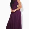 Discount ✔️ KRISP Aubergine One Shoulder Special Occasion Maxi 👗 Dress 👏
