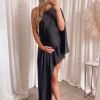 Deals 🌟 Rag & Doll Maternity Liberty Black One Shoulder Split Sleeve Mini Asymmetric Floorlength Drape 👗 Dress ⭐ -Alie Street Shop unnamed file 2056