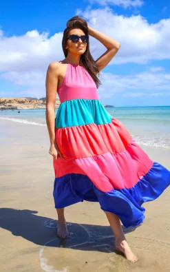 Outlet 🥰 By Ooh La La Flared Maxi 👗 Dress With Tied Shoulder Straps 🧨