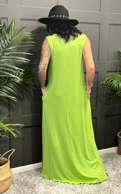 Flash Sale 🎉 La De Da Boutique V Neck Sleeveless Maxi 👗 Dress In Lime 🔥 -Alie Street Shop unnamed file 210