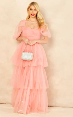 Brand new π Lace & Beads Sydney Tulle Maxi π Dress In Coral Pink π