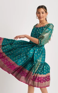 Flash Sale 👍 Eluroom Ausus Vintage Silk Sari Maxi 👗 Dress 🔥