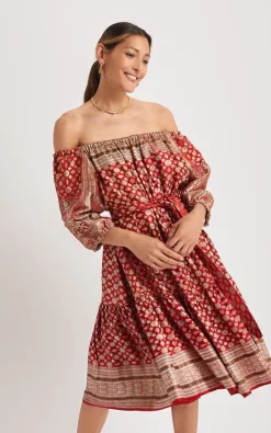 Promo β Eluroom Ausus Vintage Silk Sari Maxi π Dress Ruby Red π