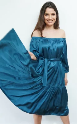 Cheap 🤩 Eluroom Ausus Off The Shoulder Maxi 👗 Dress Teal Blue 🤩