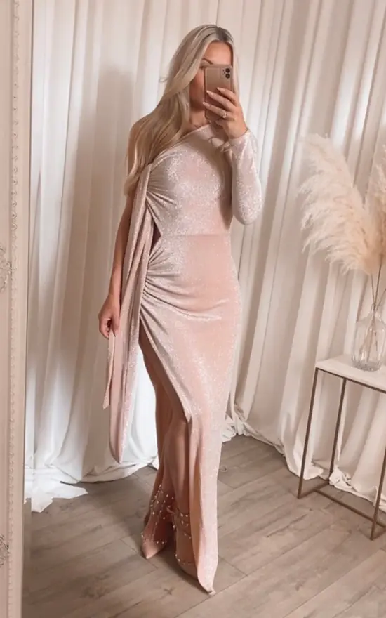Deals β Rag & Doll Willow Asymmetric Cut Out One Shoulder Long Sleeve Tie Floorlength π Dress Pink Glitter π 3 Deals β Rag & Doll Willow Asymmetric Cut Out One Shoulder Long Sleeve Tie Floorlength π Dress Pink Glitter π