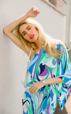 Brand new 🎁 The 👗 Dress Cellar 70s Print One Shoulder Maxi 👗 Dress In Turquoise ⭐ -Alie Street Shop unnamed file 2167