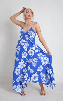 New π Boutique Store Blue Floral Strappy Maxi π Dress π