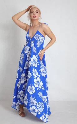 New 😉 Boutique Store Blue Floral Strappy Maxi 👗 Dress 🛒 -Alie Street Shop unnamed file 2195
