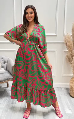Best deal ✨ IKRUSH Samara Printed Maxi 👗 Dress In Green 🤩