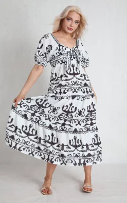 Best Sale β Boutique Store Black Printed Tiered Maxi π Dress β