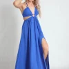 Cheap 🔥 Boutique Store Blue Cut Out Split Maxi 👗 Dress 👏