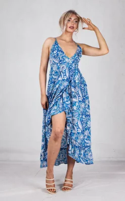Best reviews of βοΈ Boutique Store Blue Printed Wrap Maxi π Dress π