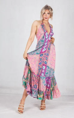New 🛒 Boutique Store Pink Multicolour Halterneck Backless Maxi 👗 Dress 🔔 -Alie Street Shop unnamed file 2317