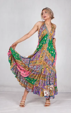 Promo π€© Boutique Store Green Floral Halterneck Backless Maxi π Dress βοΈ