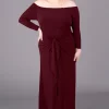 Coupon ⌛ Perfect 👗 Dress Company Plus Size Burgundy Wine Long Sleeve Bardot Off The Shoulder Maxi 👗 Dress 🎁 -Alie Street Shop unnamed file 2329