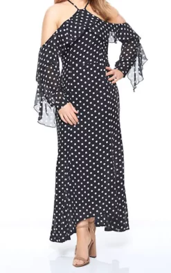 Deals 👏 Want That Trend Maternity Chiffon Maxi 👗 Dress In Black Polka Dot 😍