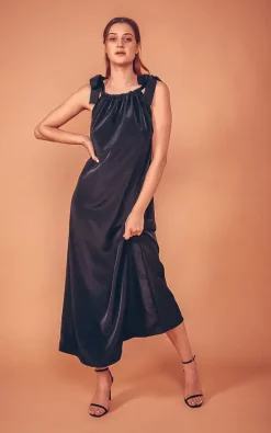 Best Pirce ❤️ COCOOVE Rosa Tie Strap Maxi 👗 Dress In Black ❤️