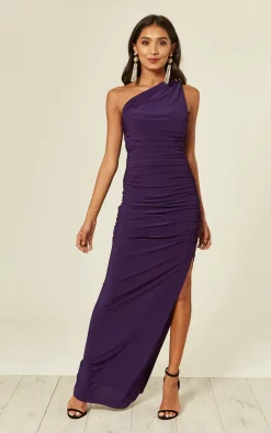 Best Sale β€οΈ Revie London Angelina Purple One Shoulder Maxi Bridesmaid π Dress β