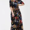 Discount 🔔 Oops Fashion Off Shoulder Maxi 👗 Dress In Black Floral Print 🤩 -Alie Street Shop unnamed file 2411