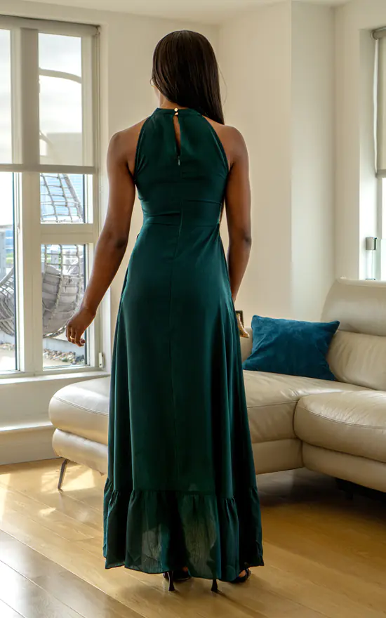 Cheap π₯ Double Second Green Crepe Halter Neck Wrap Front Frill Maxi π Dress π 6 Cheap π₯ Double Second Green Crepe Halter Neck Wrap Front Frill Maxi π Dress π - Image 4