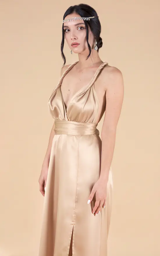 Buy π IDentity Lingerie Infinity Wrap Multiway Bridesmaid Satin Silk π Dress In Nude β 5 Buy π IDentity Lingerie Infinity Wrap Multiway Bridesmaid Satin Silk π Dress In Nude β - Image 3