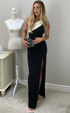 Outlet 👏 Vesper247 Vesper Fliss Monochrome One Shoulder Maxi 👗 Dress 🧨
