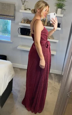 Deals ❤️ Goddiva Wrap Style Spaghetti Strap Maxi With Split In Wine 🥰 -Alie Street Shop unnamed file 2489