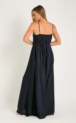 Hot Sale ⌛ KRISP Strappy Wrap Front Navy Satin Maxi 👗 Dress 😍 -Alie Street Shop unnamed file 2524