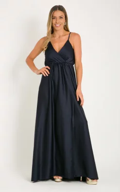 Hot Sale ⌛ KRISP Strappy Wrap Front Navy Satin Maxi 👗 Dress 😍 -Alie Street Shop unnamed file 2525
